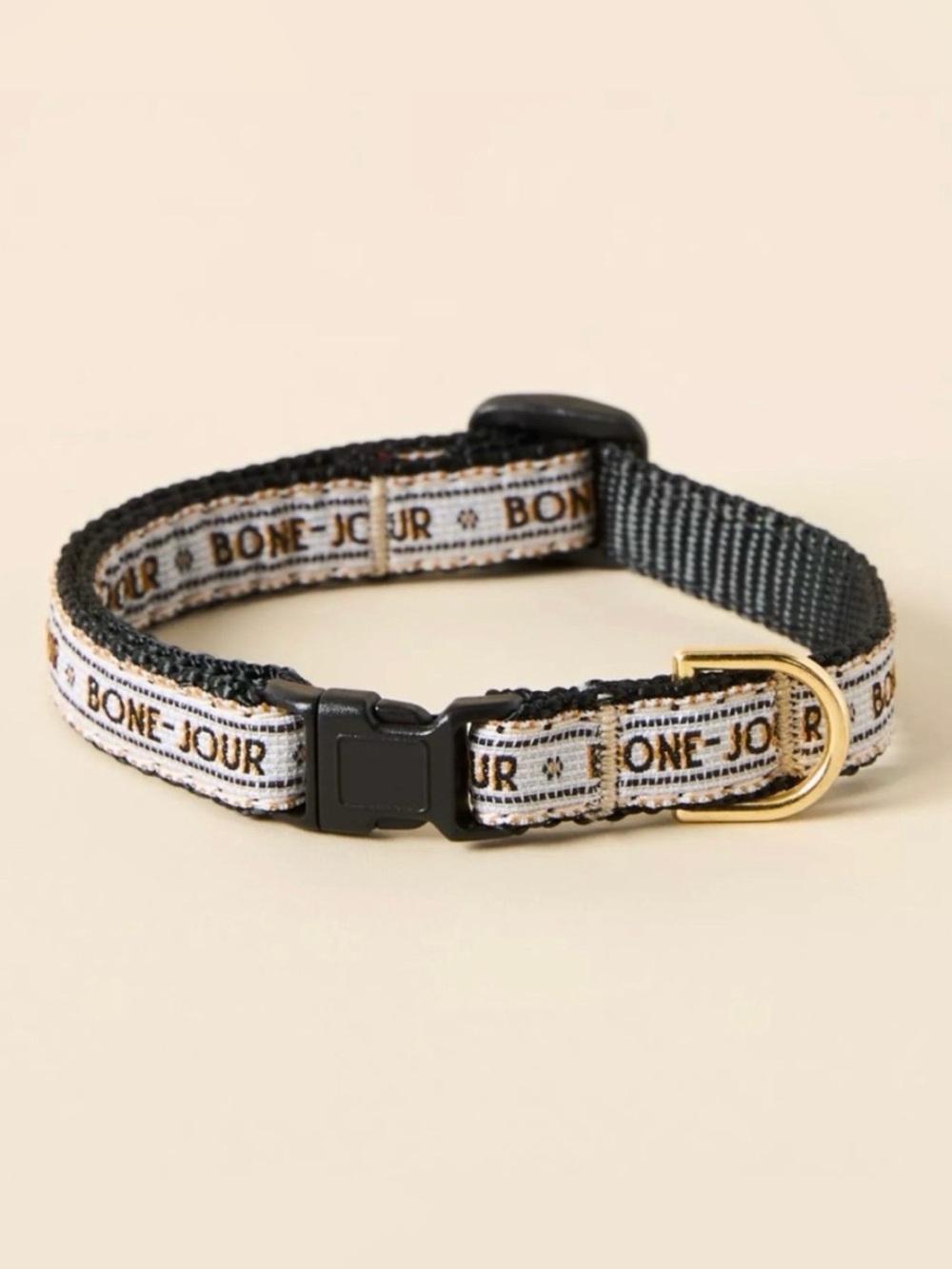Anthropologie "Bone-Jour" Up Country Bistro Tile Cat Collar - Small with Gold